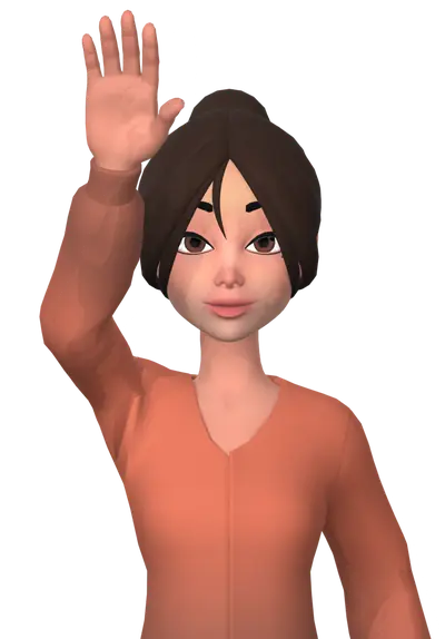 Kai waving hello at the start of a conversation